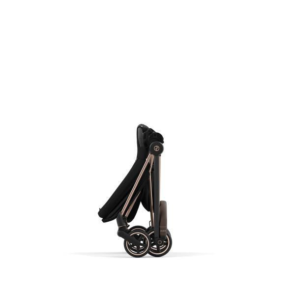 Cybex Mios 3 Stroller - Rose Gold/Brown Frame and Deep Black Seat Pack - Lightweight Urban Design