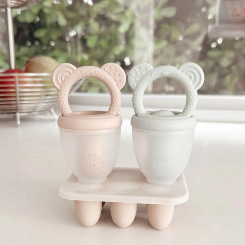 Food & Fruit Pacifier Feeder & Freezer Tray 3 Pc - Mist-Taupe
