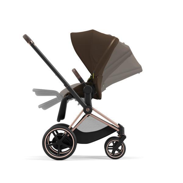 Cybex E-Priam 2 Stroller - Rose Gold/Brown Frame and Khaki Green Seat Pack - Premium Comfort and Versatility