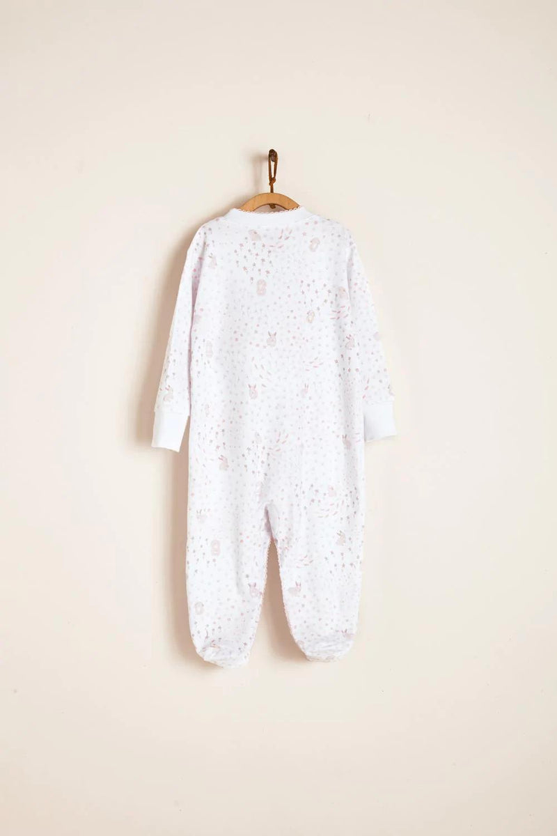 Babycottons Farm Footed Pajama White & Pink