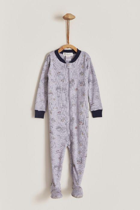 Babycottons Sports Snug Fit Footed Pajama Melange & Grey