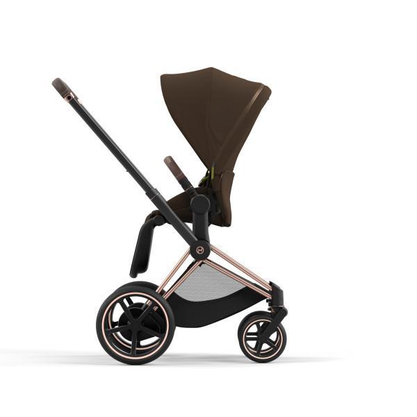 Cybex E-Priam 2 Stroller - Rose Gold/Brown Frame and Khaki Green Seat Pack - One Pull Harness System
