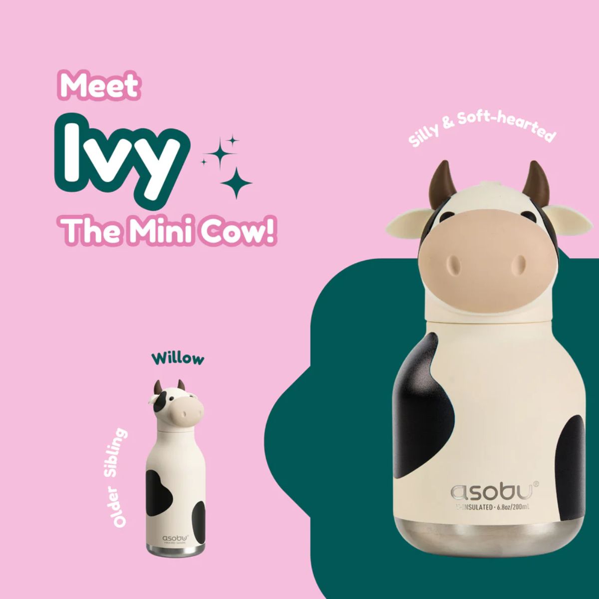 ASOBU Mini Bestie Bottle 6.7 oz - Cow
