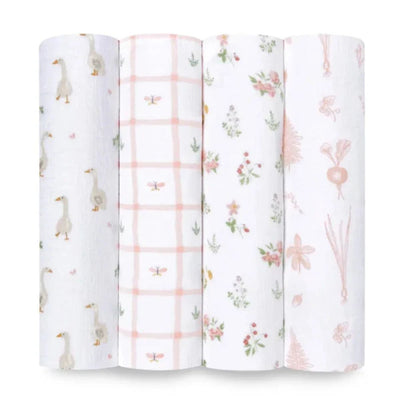 Aden + Anais - 4 Pk Essentials Muslin Cotton Swaddles, Country Floral