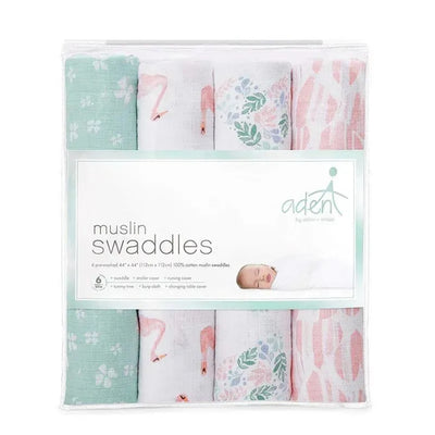 Aden + Anais - 4 Pk Muslin Swaddles, Briar Rose