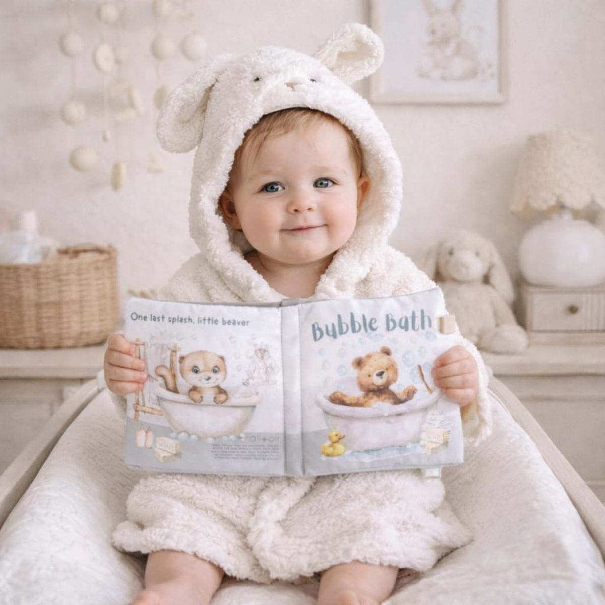 Ali+Oli Baby Cloth Crinkle Book – Bubble Bath on Luna Baby Store Miami