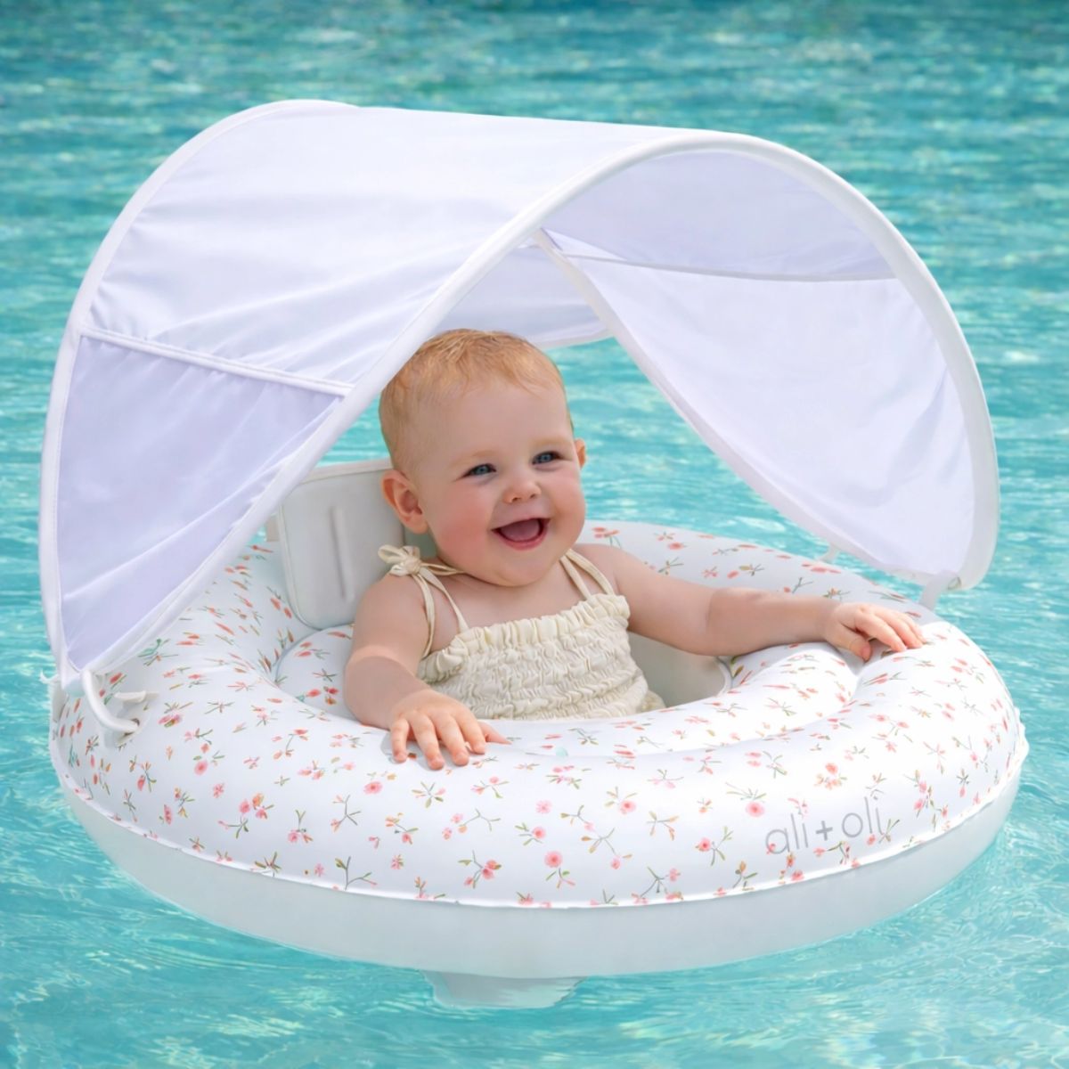 Ali+Oli Baby Swim Seat with Sun Canopy - Bloom