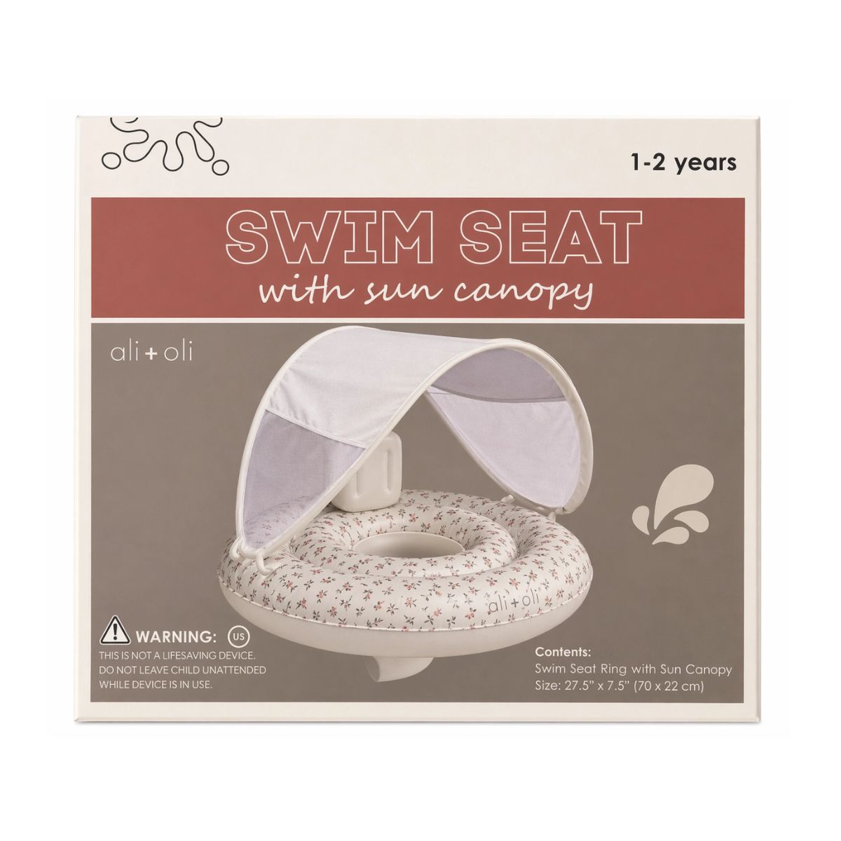 Ali+Oli Baby Swim Seat with Sun Canopy - Bloom