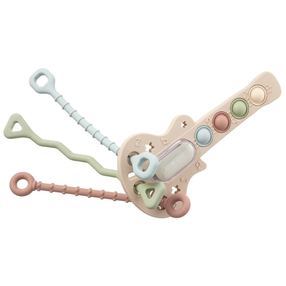 Ali+Oli Guitar-Shaped Sensory Pull & Teether Activity Toy on Luna Baby Store Miami
