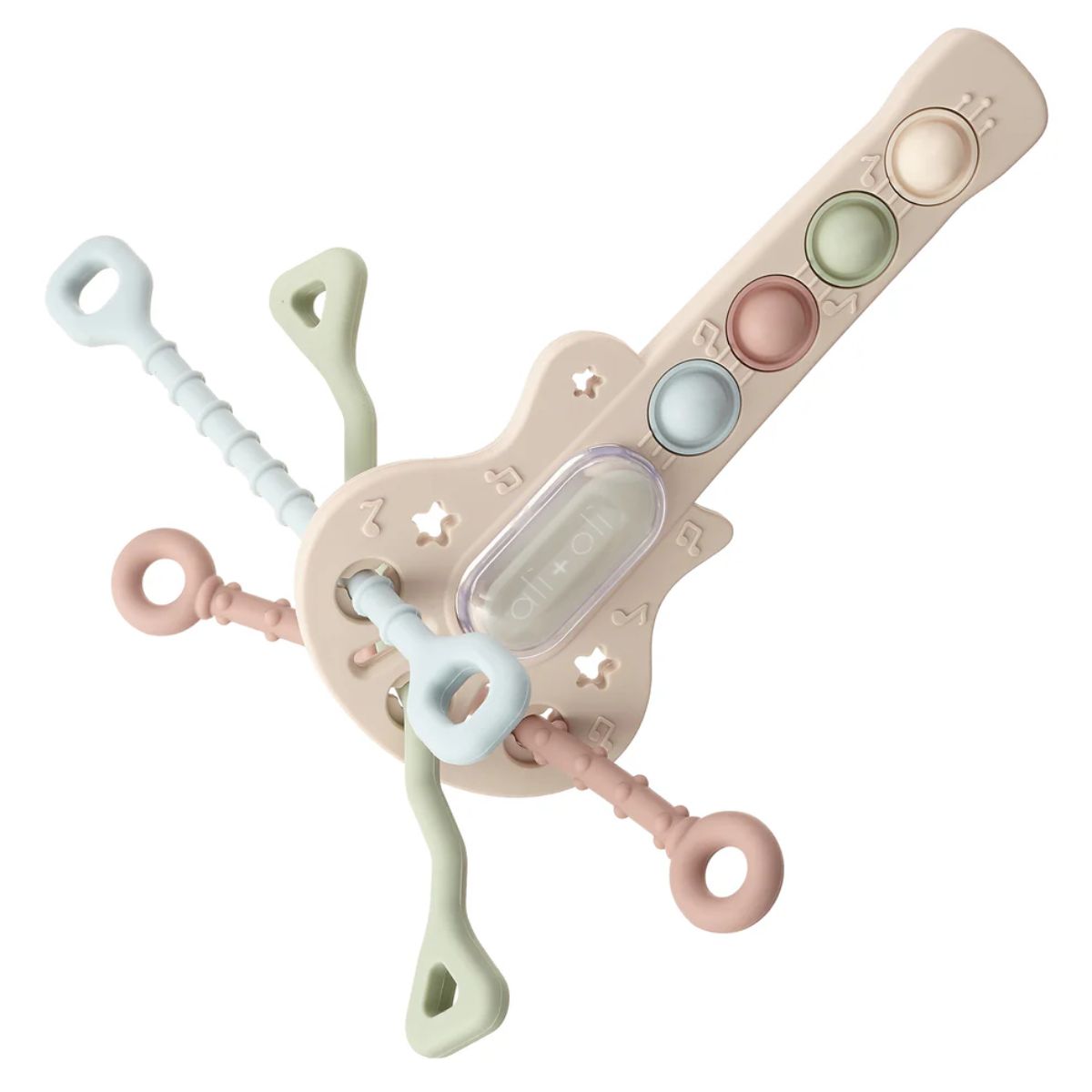 Ali+Oli Guitar-Shaped Sensory Pull & Teether Activity Toy on Luna Baby Store Miami
