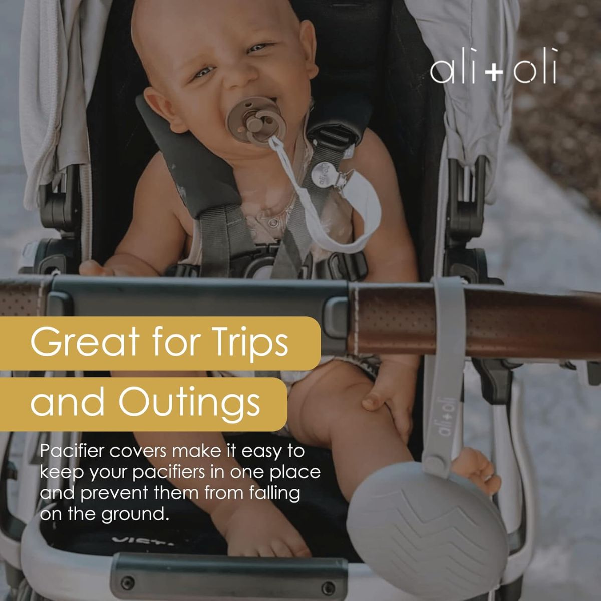 Ali + Oli Pacifier Holder Case - Grey on Luna Baby Store Miami
