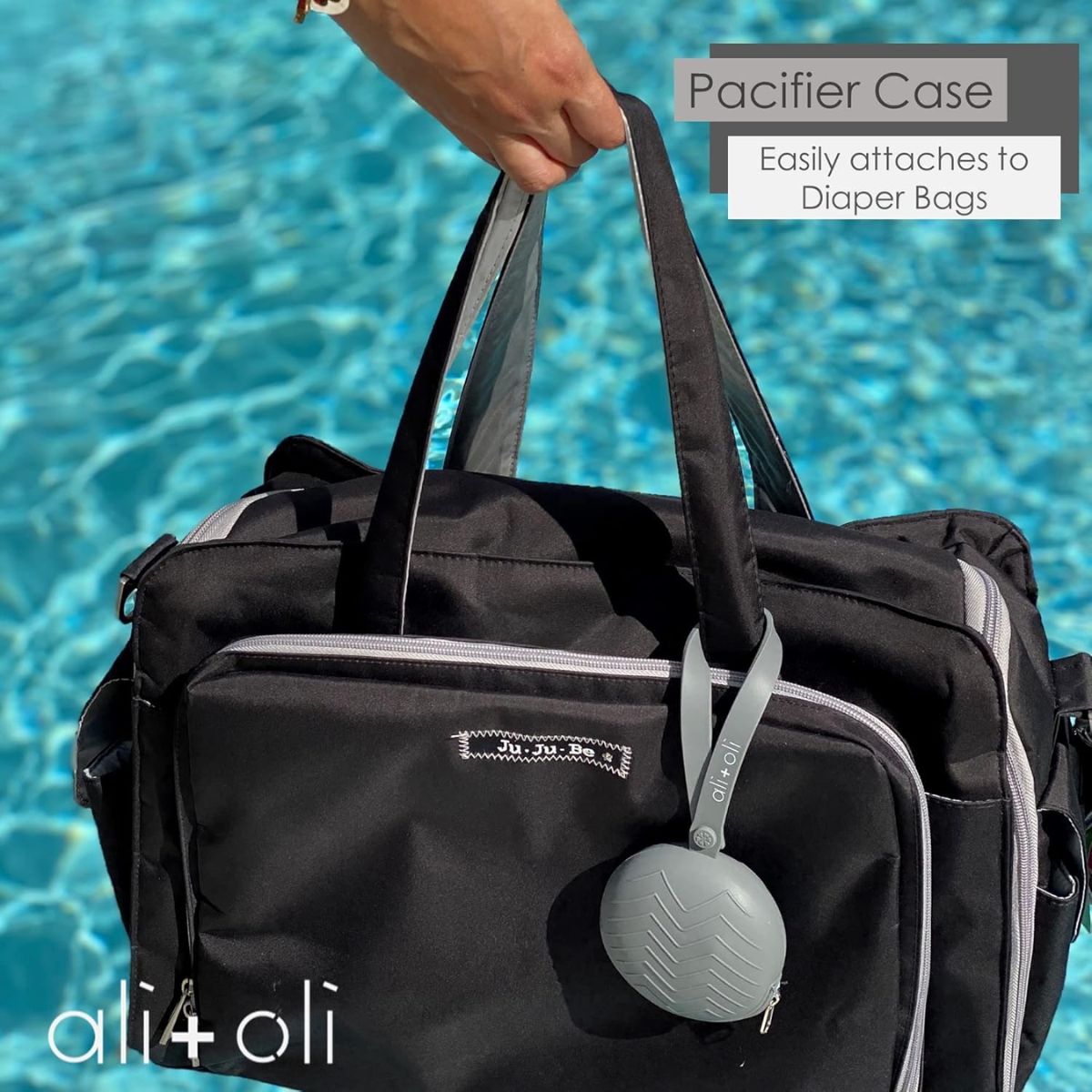 Ali + Oli Pacifier Holder Case - Grey on Luna Baby Store Miami