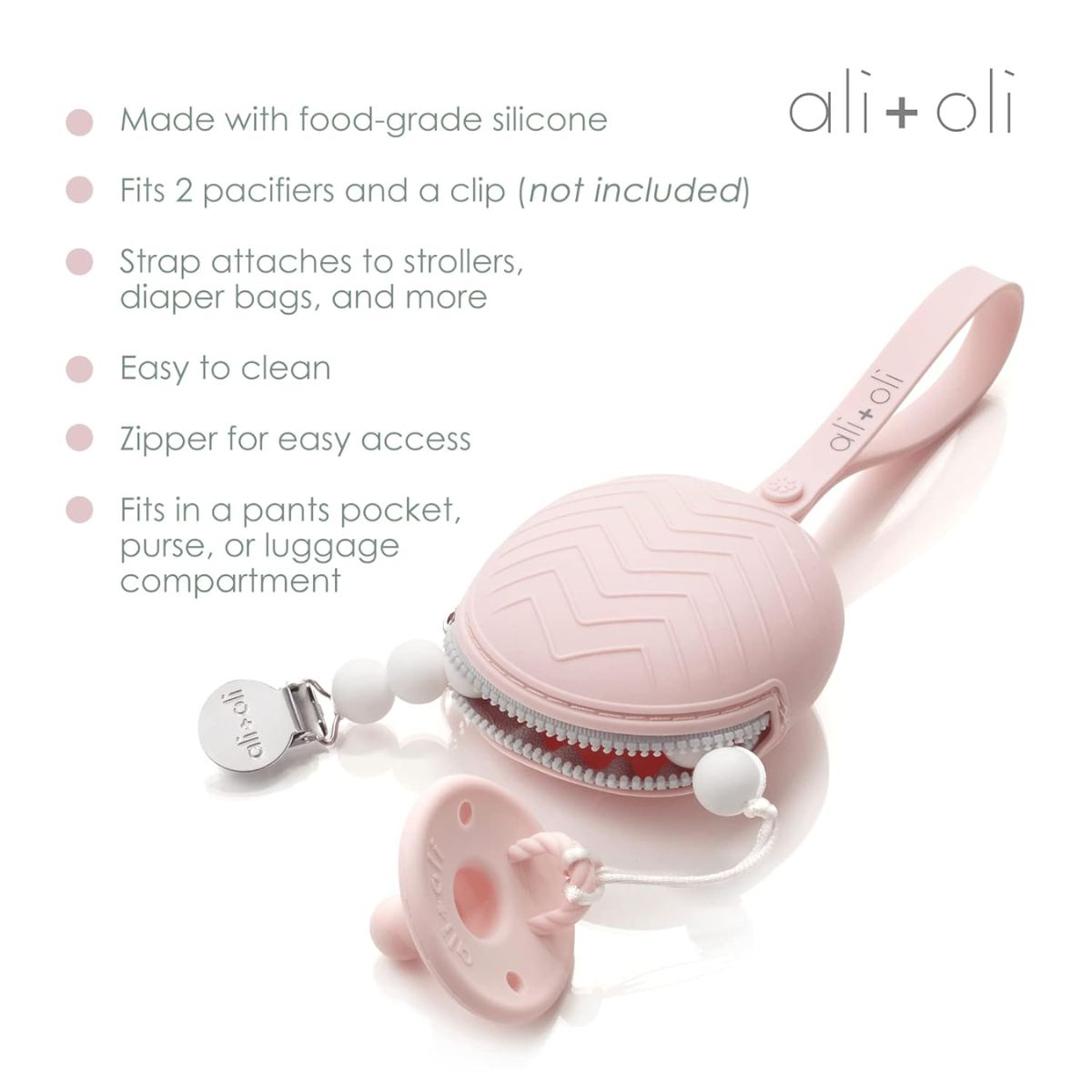 Ali + Oli Pacifier Holder Case - Pink