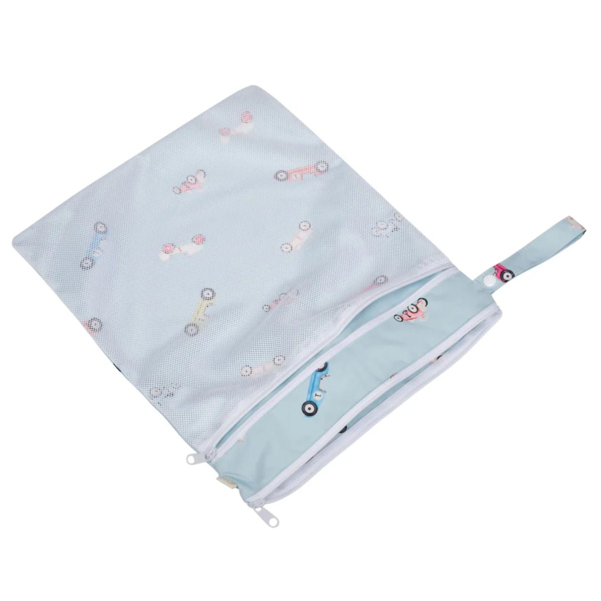 Ali+Oli Water Resistant Dual-Compartment Wet-Dry Bag - Retro Cars on Luna Baby Store Miami