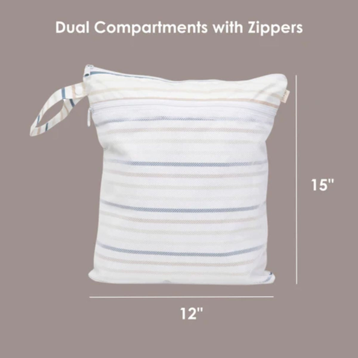 Ali+Oli Water Resistant Dual-Compartment Wet-Dry Bag - Stripes on Luna Baby Store Miami