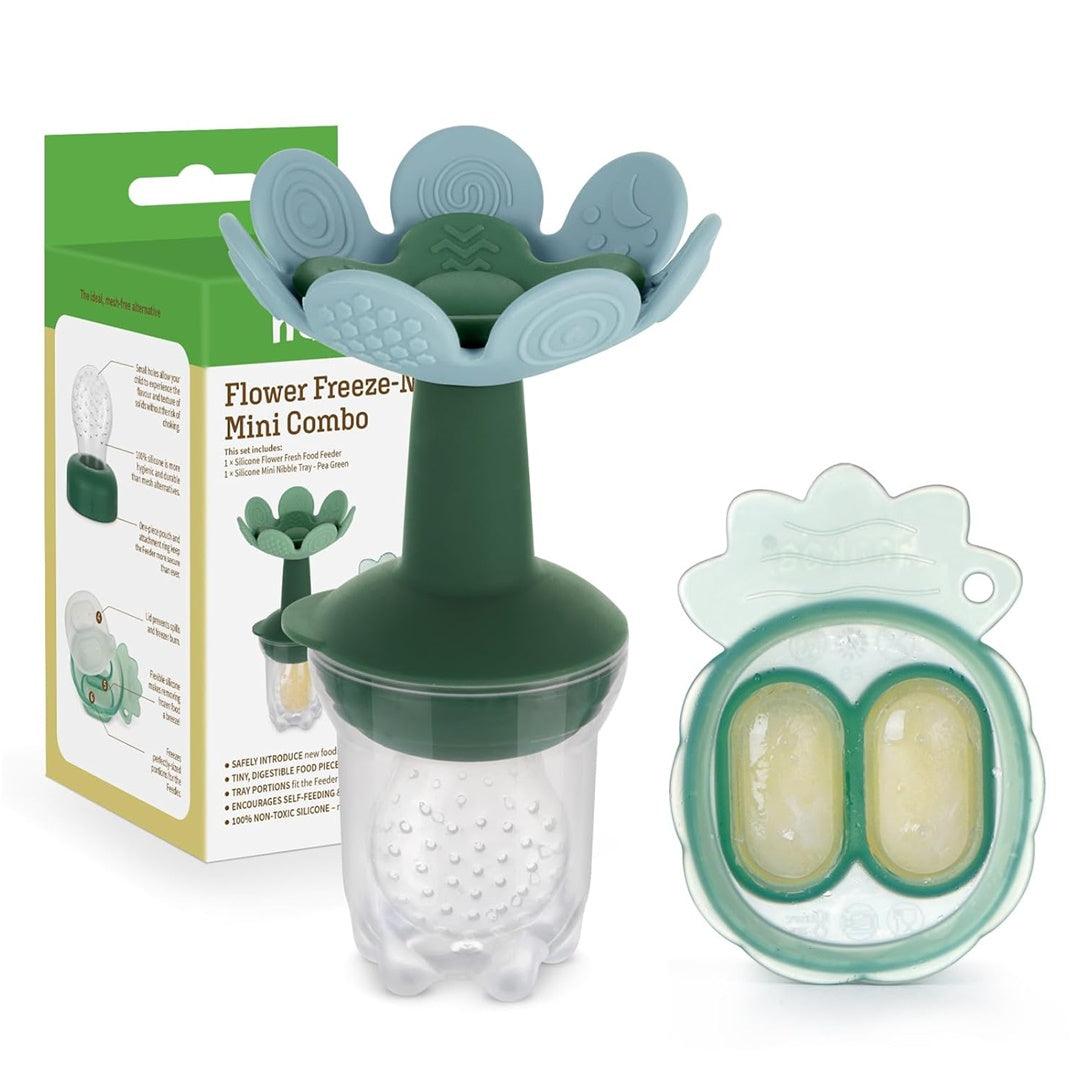 Alimentador Infantil de Silicone + Bandeija Haakaa Flower 4M + SkyBlue - Haakaa Babytunes