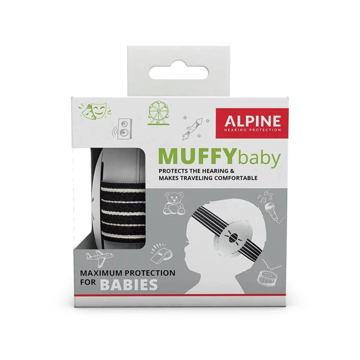 Alpine Muffy Baby Ear Protection for Babies and Toddlers up to 36 Months - Black
