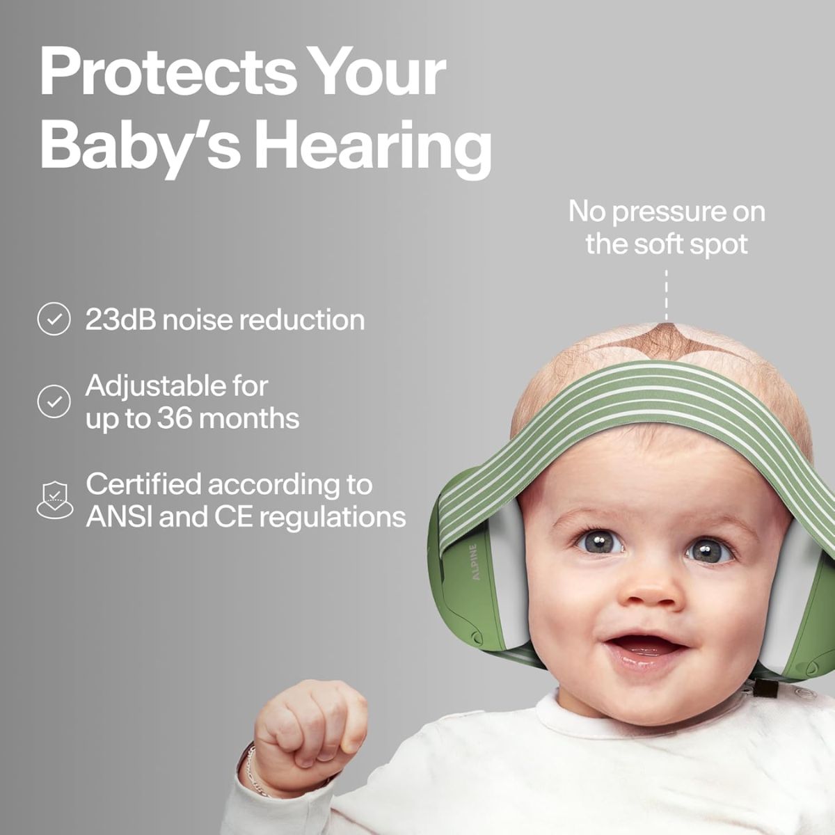 Alpine Muffy Baby Ear Protection for Babies and Toddlers up to 36 Months - Black