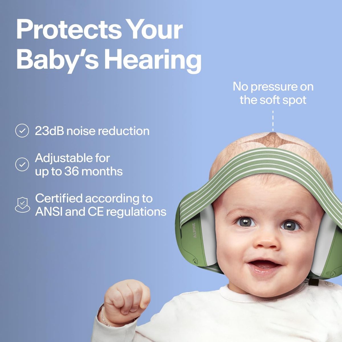 Alpine Muffy Baby Ear Protection for Babies and Toddlers up to 36 Months - Blue