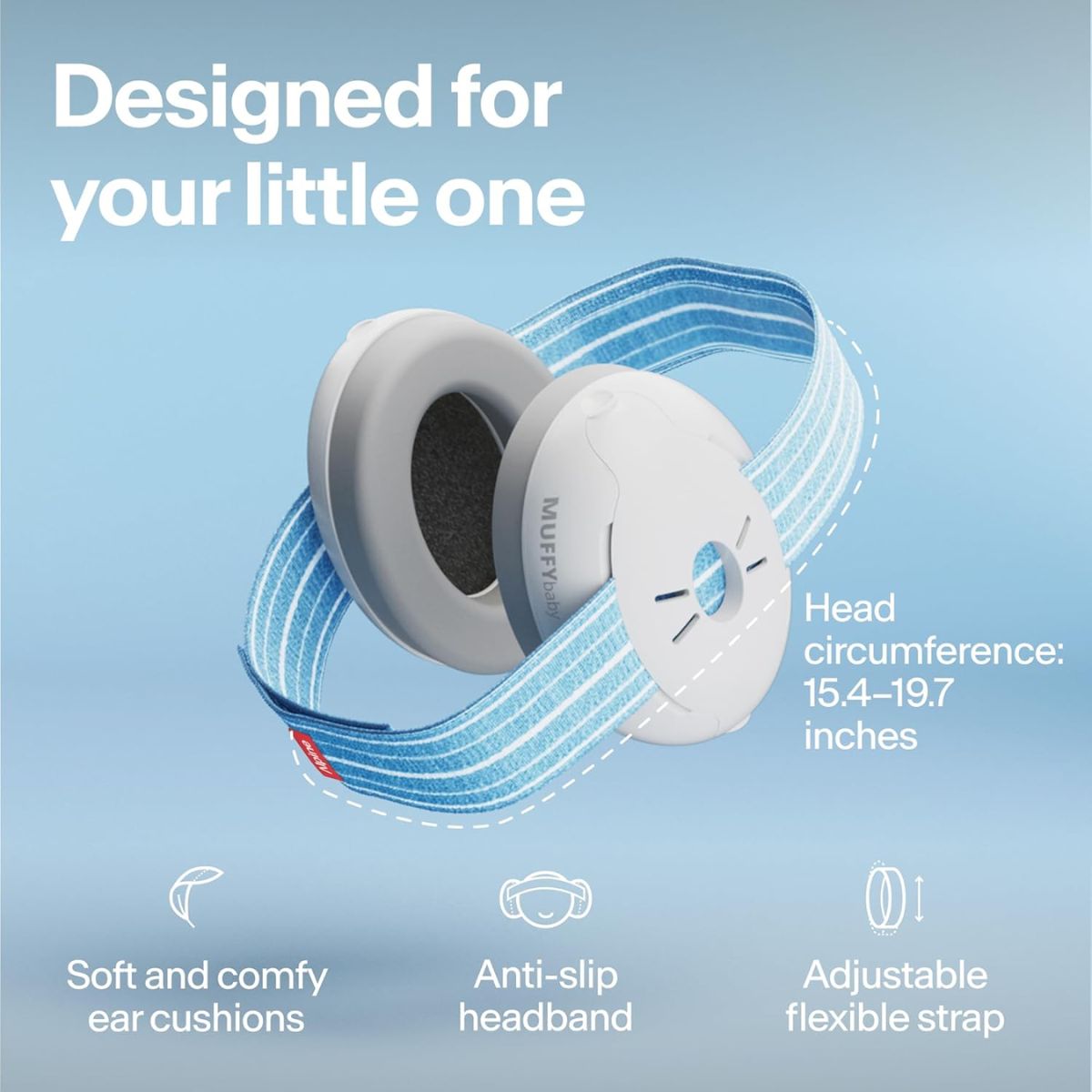 Fone Com Proteção Auditiva Infantil Alpine Muffy Baby Azul - Fontanel-Friendly Headband