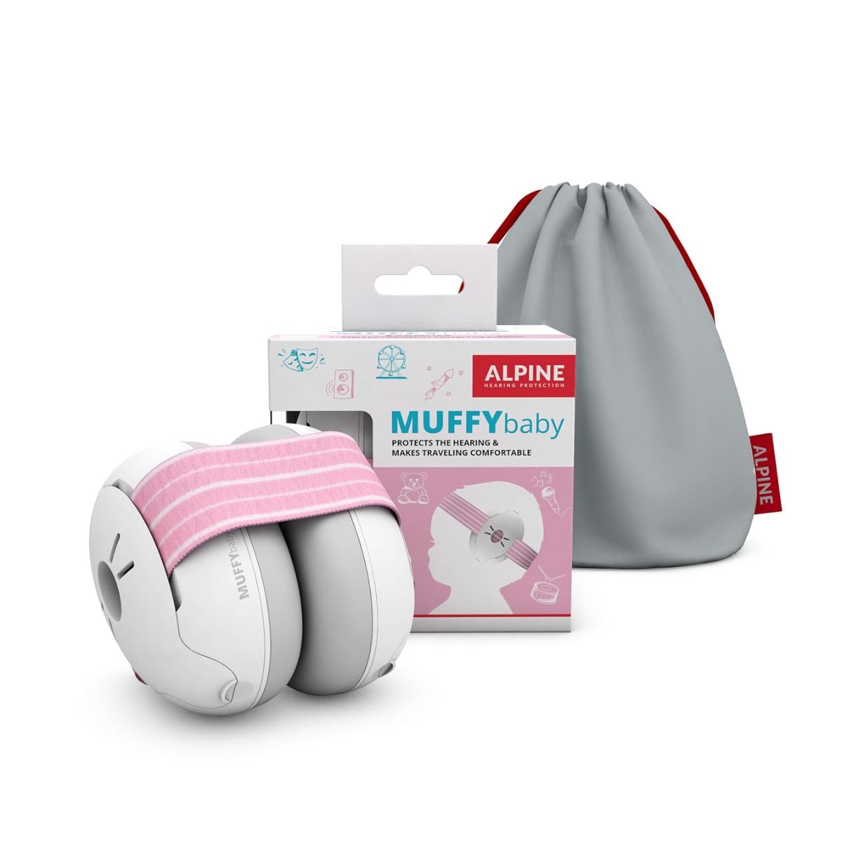 Alpine Muffy Baby Ear Protection for Babies and Toddlers up to 36 Months - Pink
