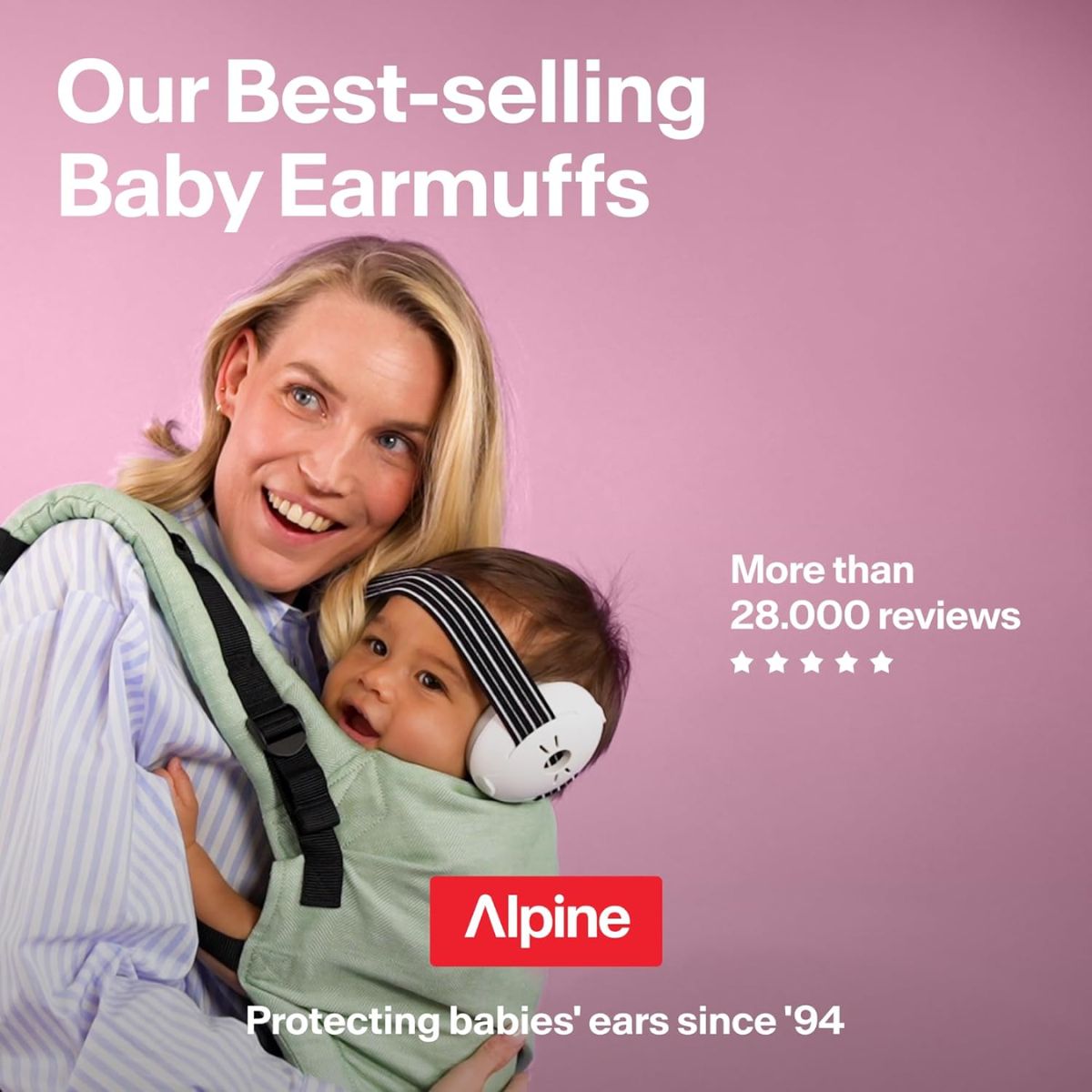 Alpine Muffy Baby Ear Protection for Babies and Toddlers up to 36 Months - Pink