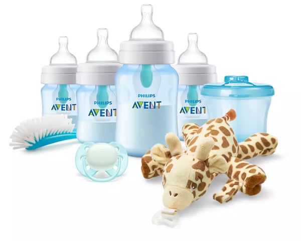 Anti-Colic Baby Bottle With AirFree Vent Newborn Gift Set With Snuggle - Blue