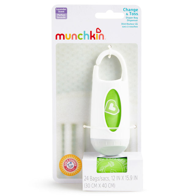 Munchkin Arm & Hammer Change & Toss Diaper Bag Dispenser - Green - Luna Baby Store Miami