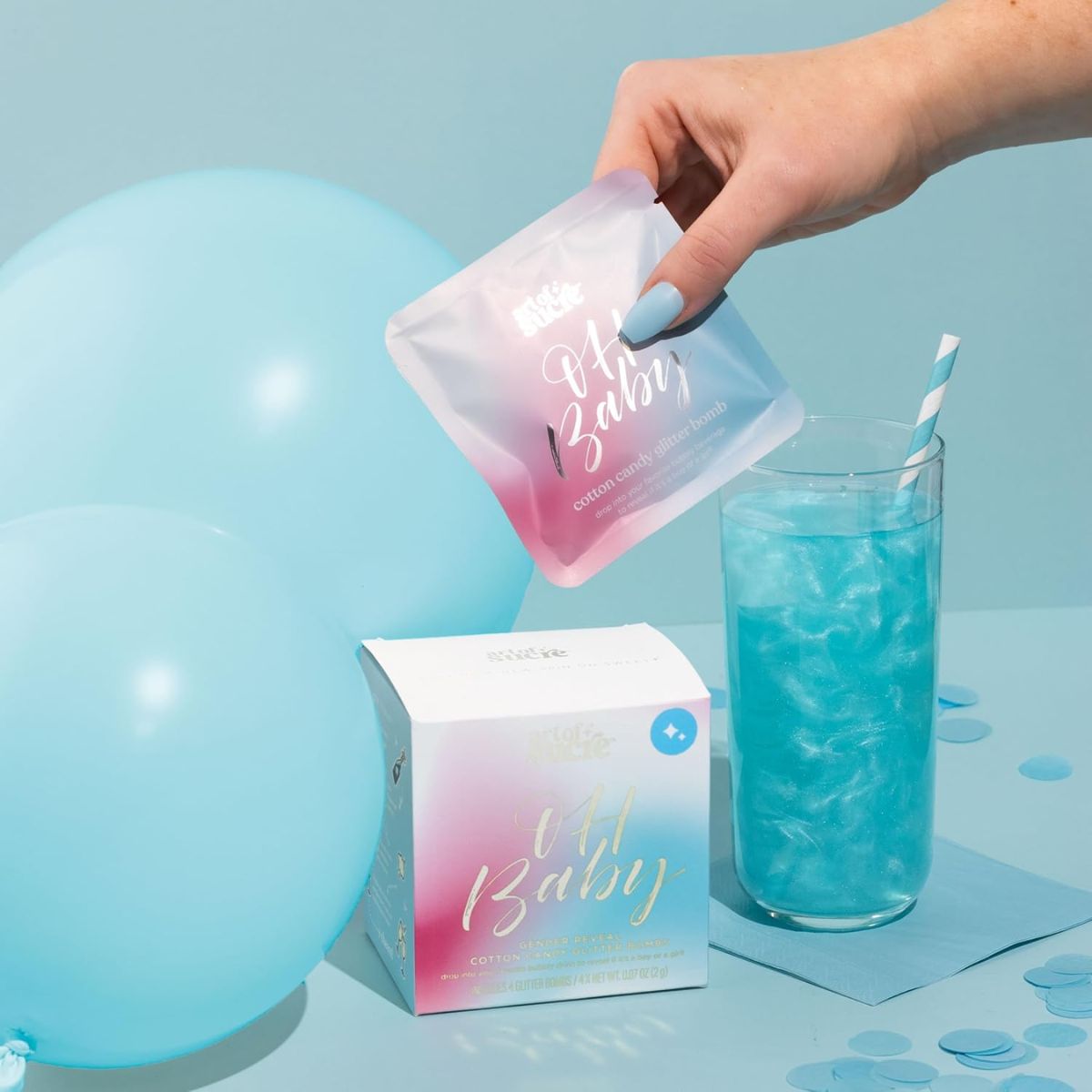 Art of Sucre Gender Reveal Drink Glitter Bombs - Blue