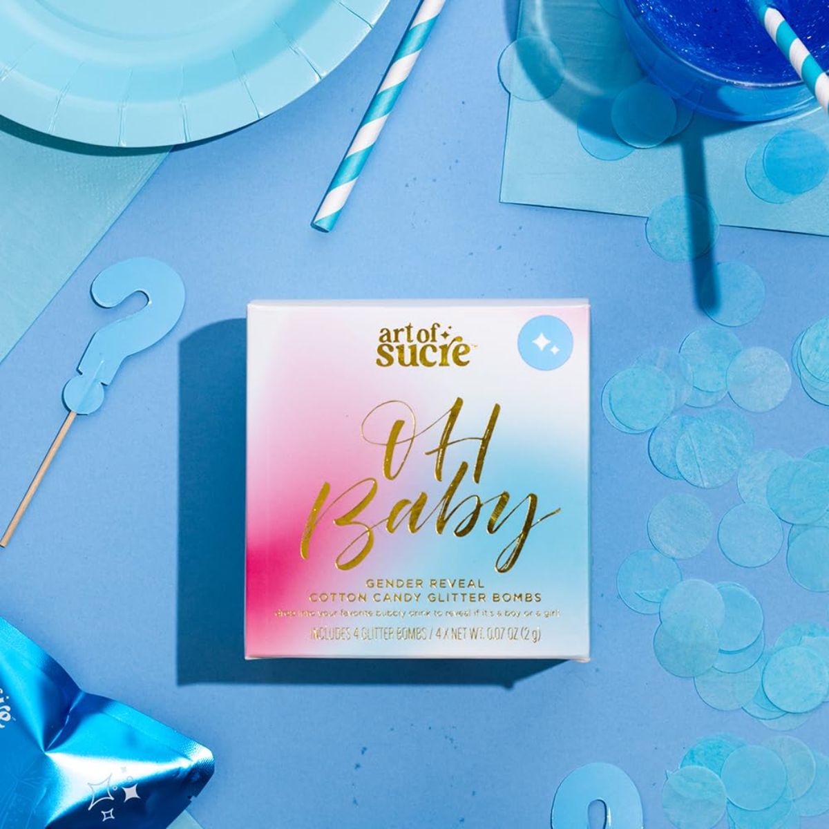 Art of Sucre Gender Reveal Drink Glitter Bombs - Blue