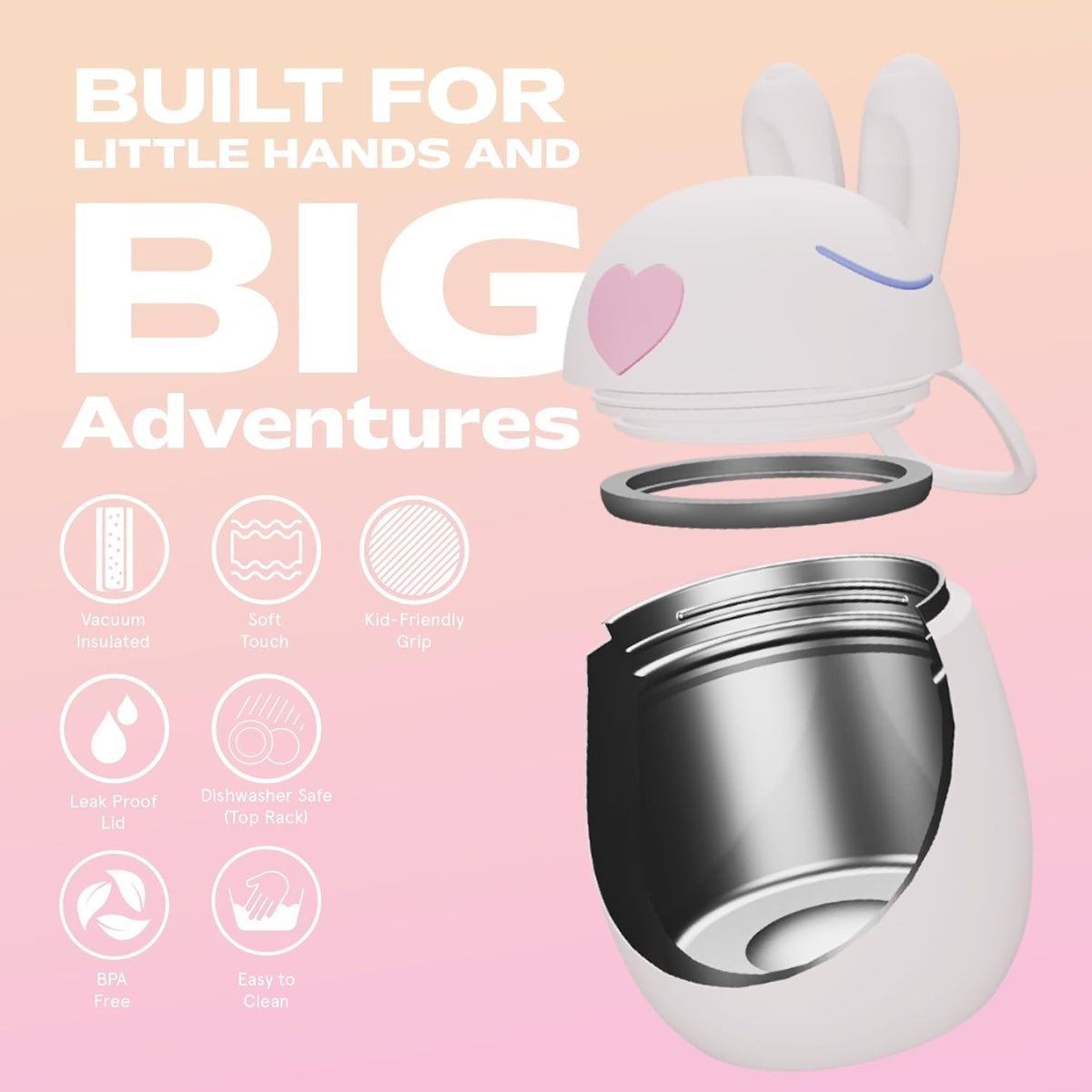 Pote Térmico Infantil Asobu Bestie Coelhinho 600ML - Durable Stainless Steel Construction