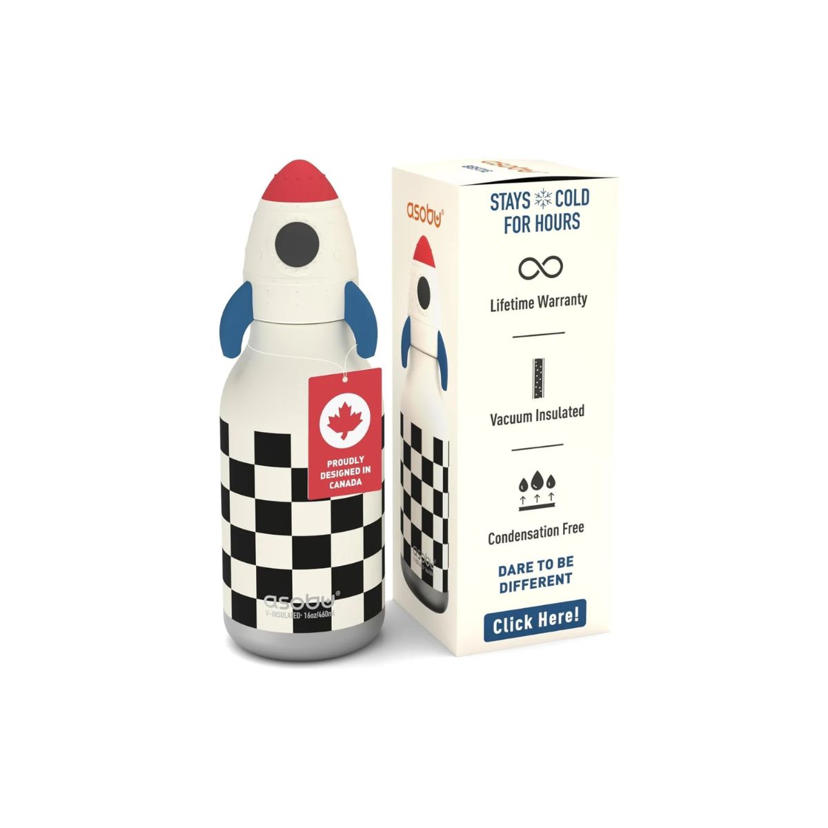 Asobu Bestie Insulated Kids Bottle 16 oz - Rocketship