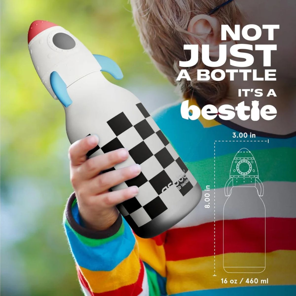 Asobu Bestie Insulated Kids Bottle 16 oz - Rocketship on Luna Baby Store Miami