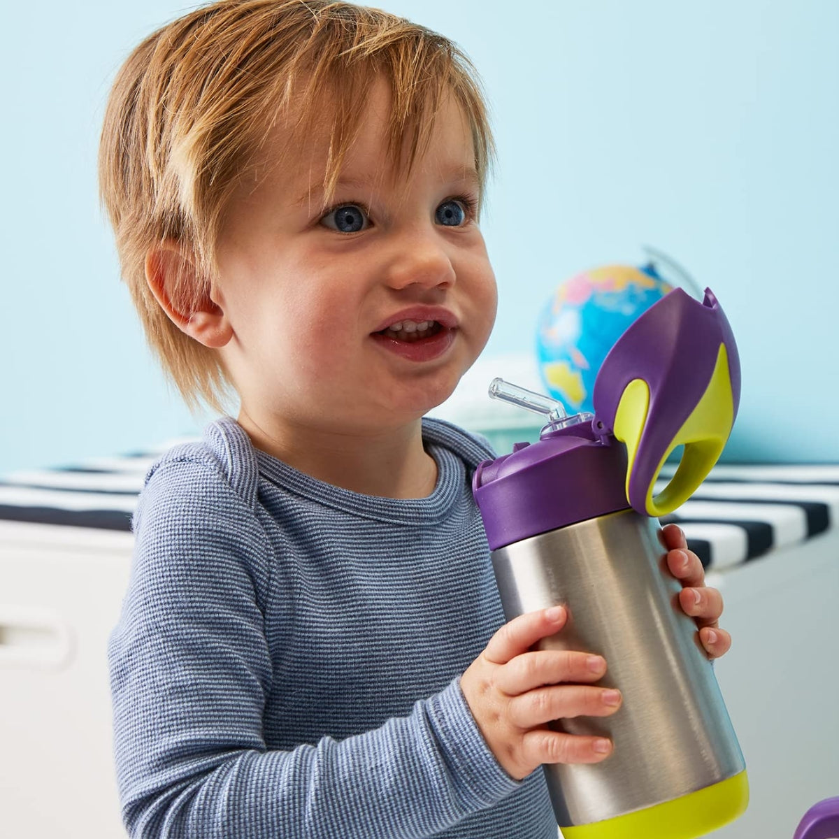 B.Box Insulated Drink Bottle 12 oz - Blue Slate
