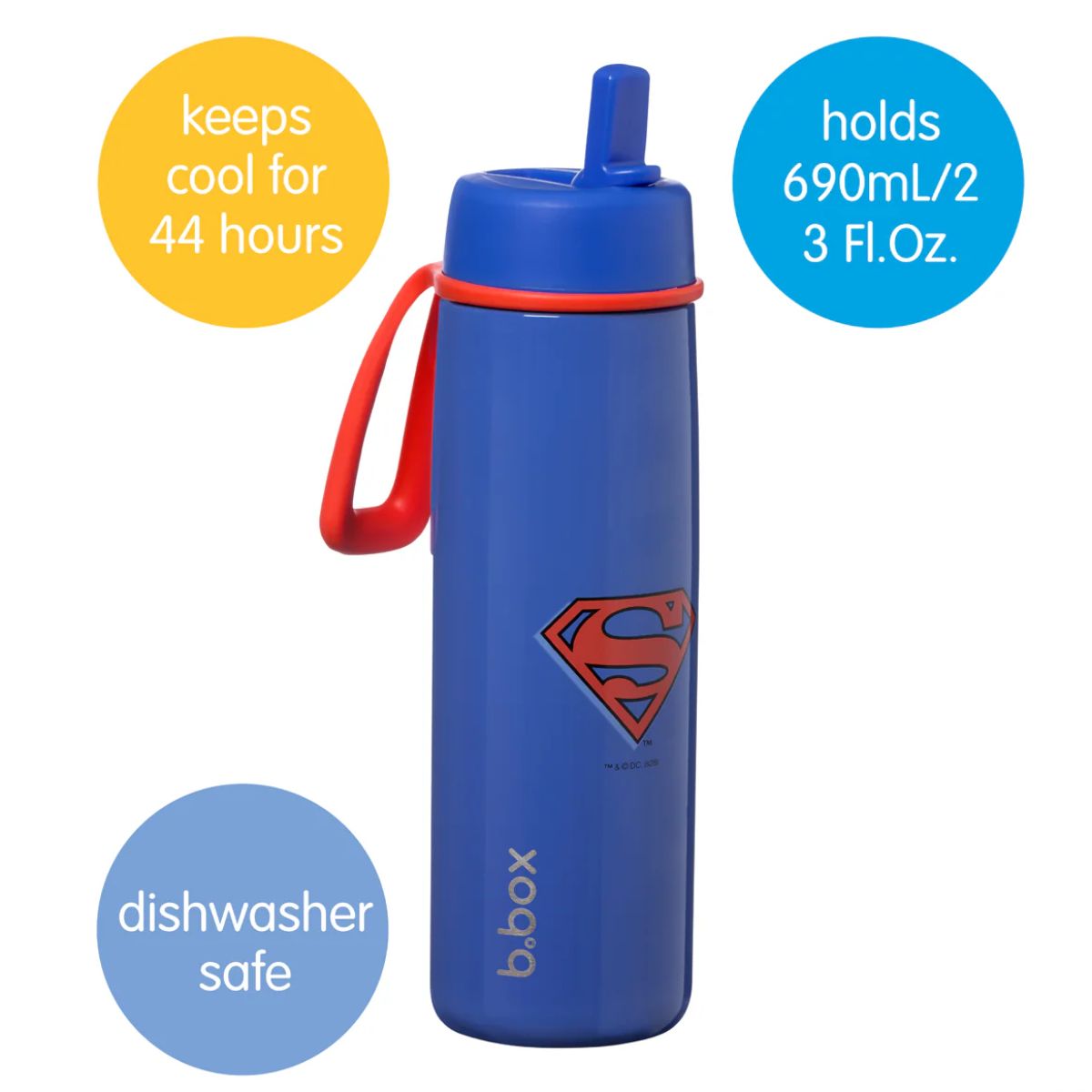 B.Box Insulated Water Bottle With Straw 23 oz - Superman