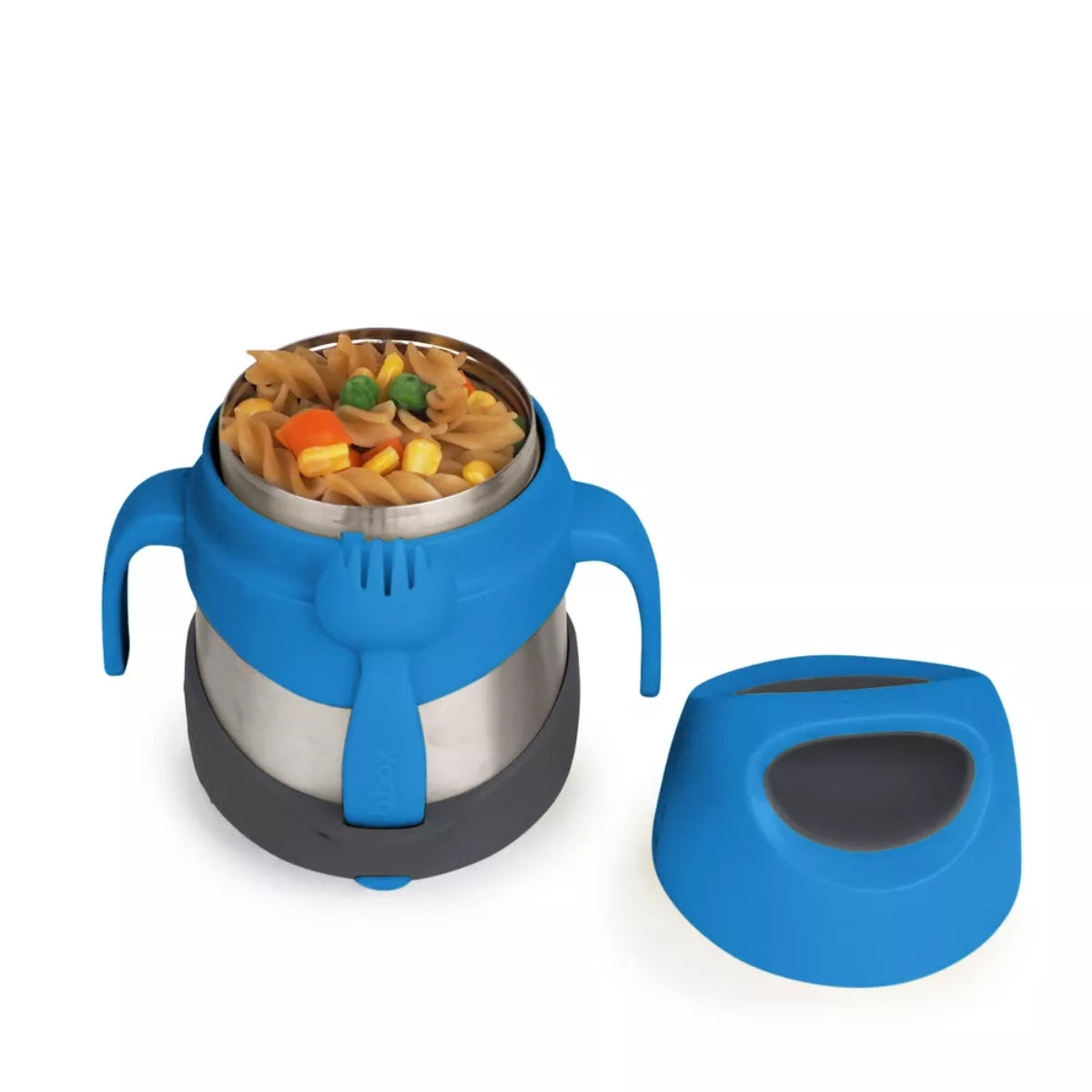 B.box Insulated Food Jar with Spork 11 oz - Blue Slate - Child-Friendly & Customizable