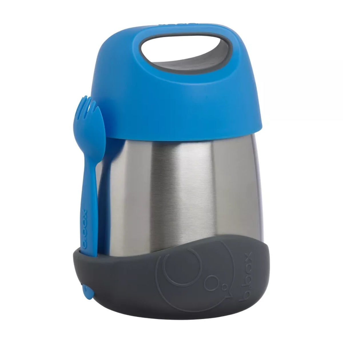 B.box Insulated Food Jar with Spork 11 oz - Blue Slate - Includes Built-in Spork