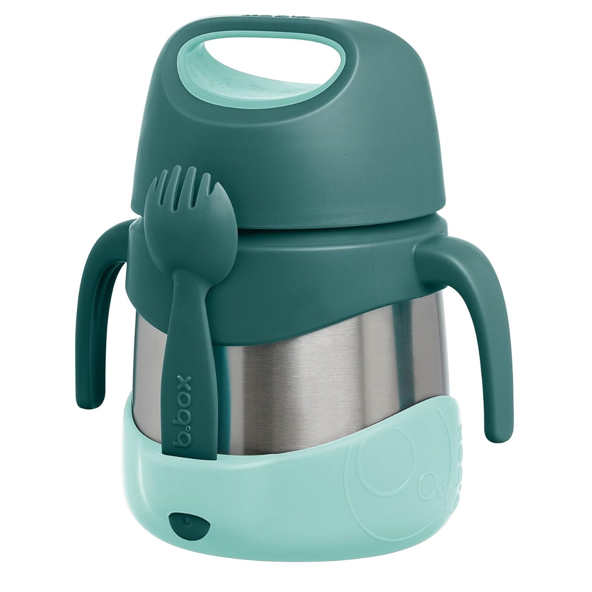 B.box Insulated Food Jar with Spork 11 oz - Emerald Forest - Temperature Control for Meals