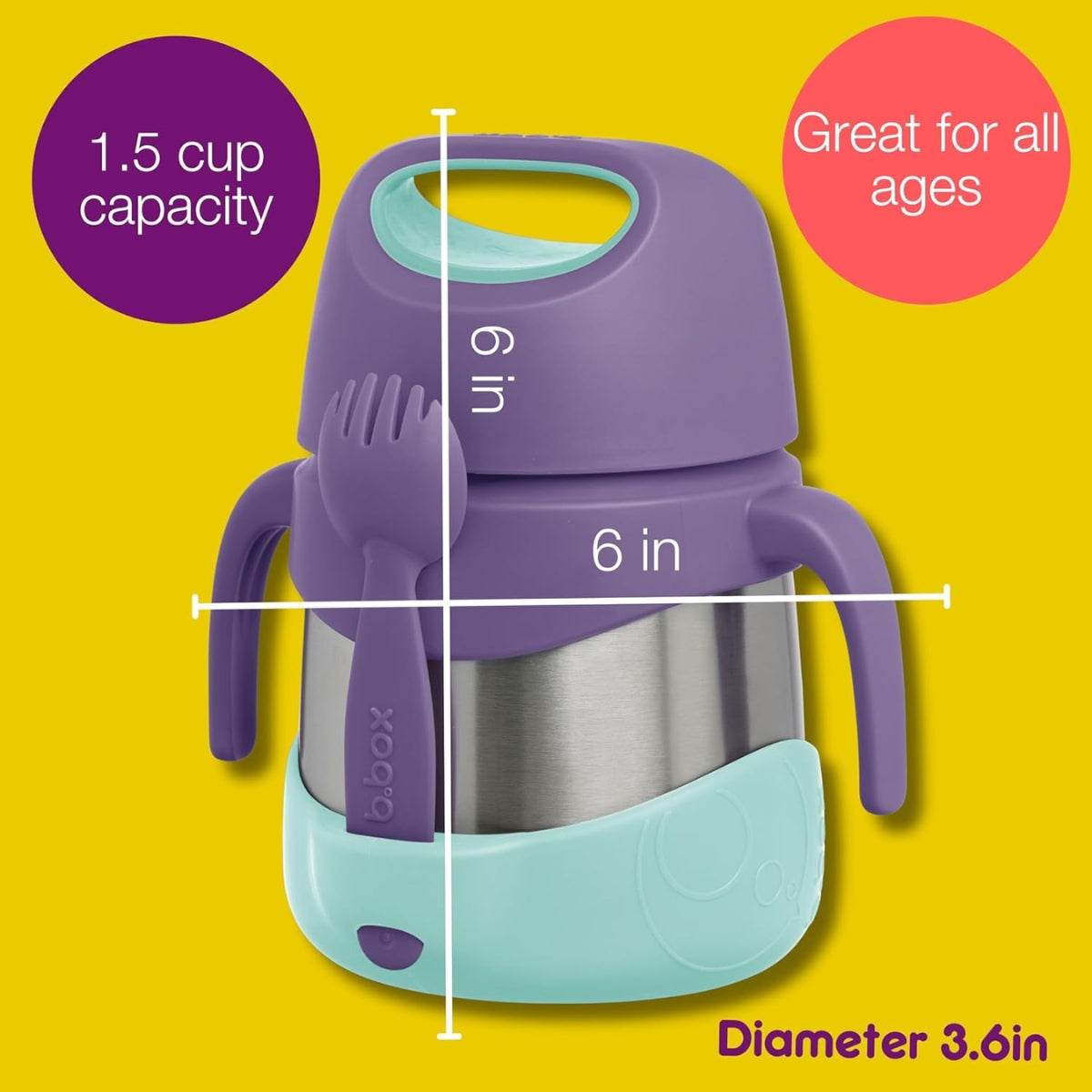 B.box Insulated Food Jar with Spork - Emerald Green