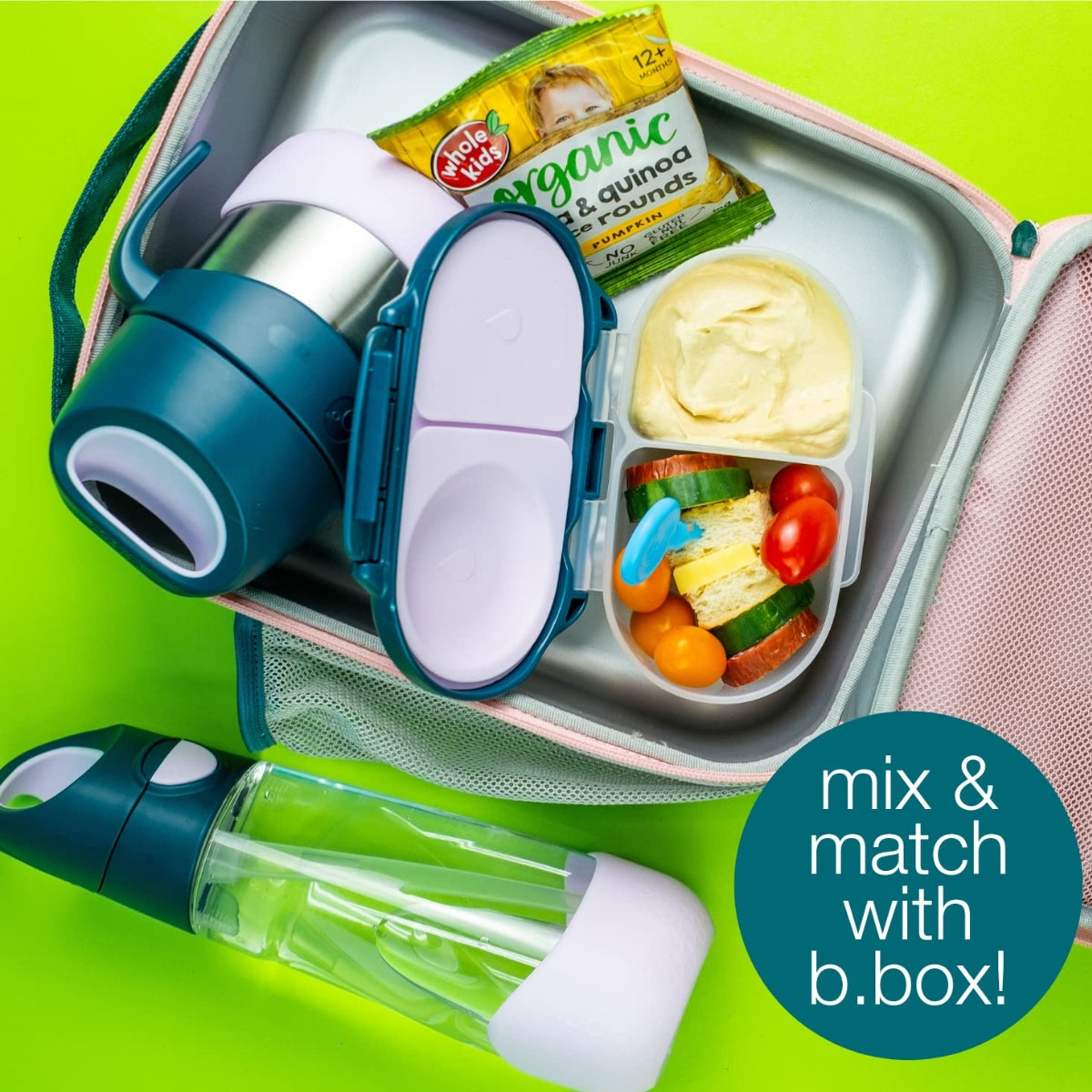 B.box Insulated Food Jar with Spork - Emerald Green