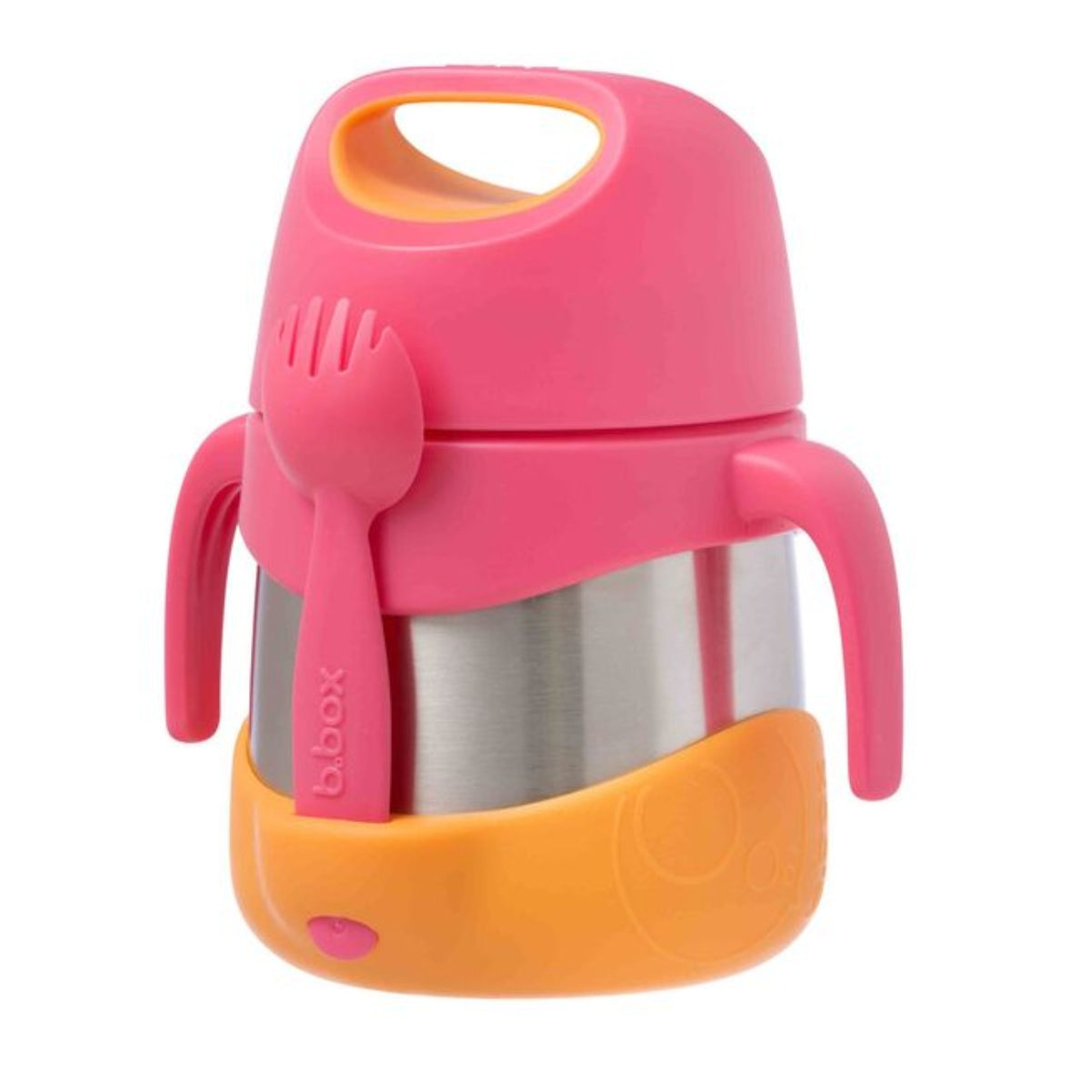 B.box Insulated Food Jar with Spork 11 oz- Strawberry Shake - Includes Built-in Spork