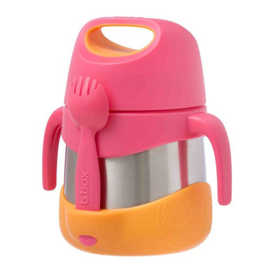 B.box Insulated Food Jar with Spork 11 oz- Strawberry Shake