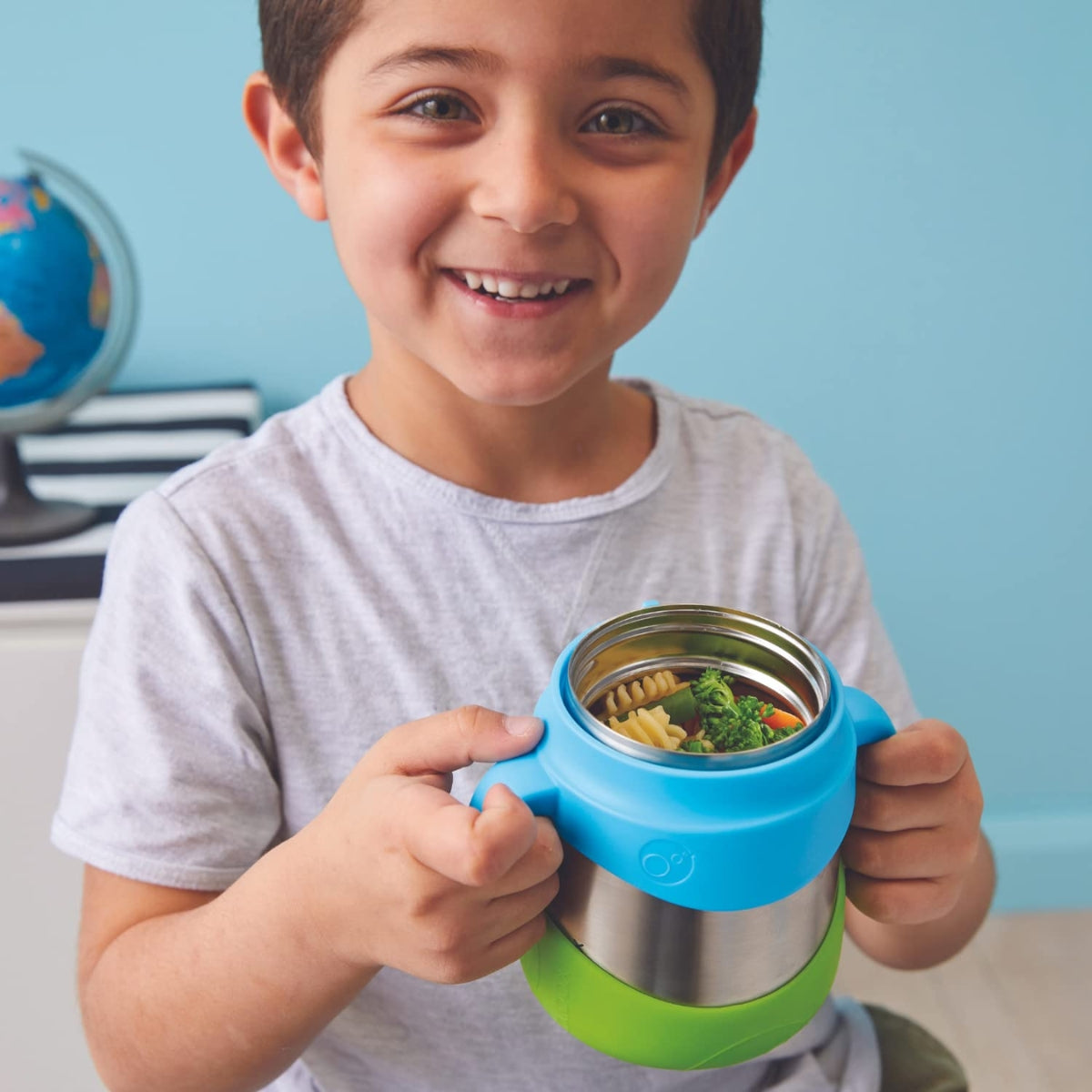 B.box Insulated Food Jar with Spork 11 oz- Strawberry Shake - Child-Friendly & Customizable