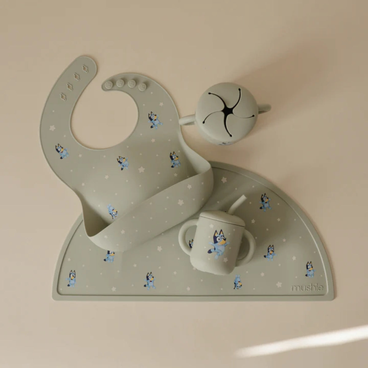 Mushie Silicone Baby Bib - Bluey Sage