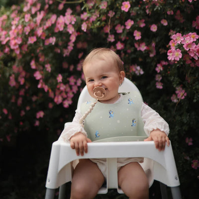 Mushie Silicone Baby Bib - Bluey Sage