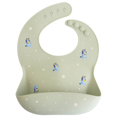 Mushie Silicone Baby Bib - Bluey Sage