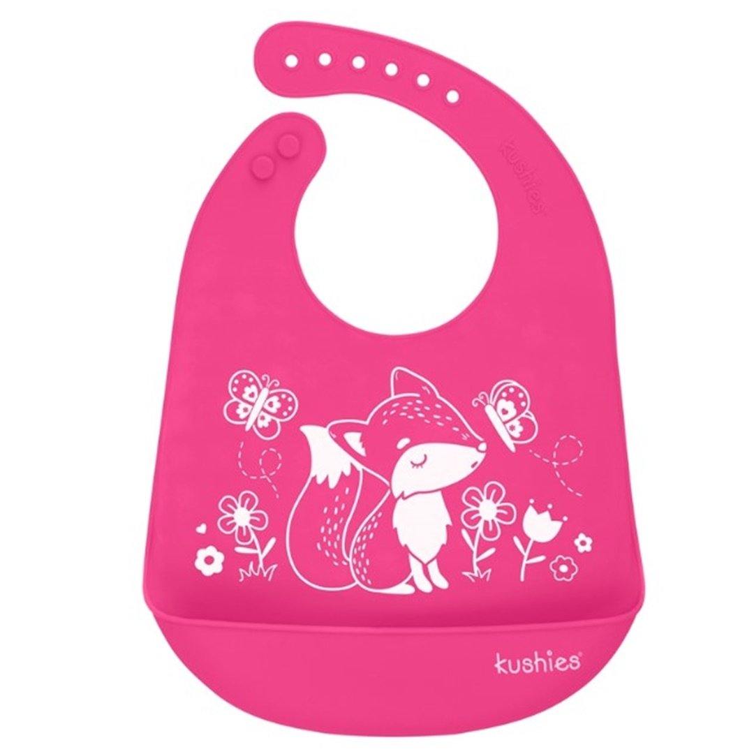 Babador De Silicone Kushies Fox Pink - Kushies Babytunes