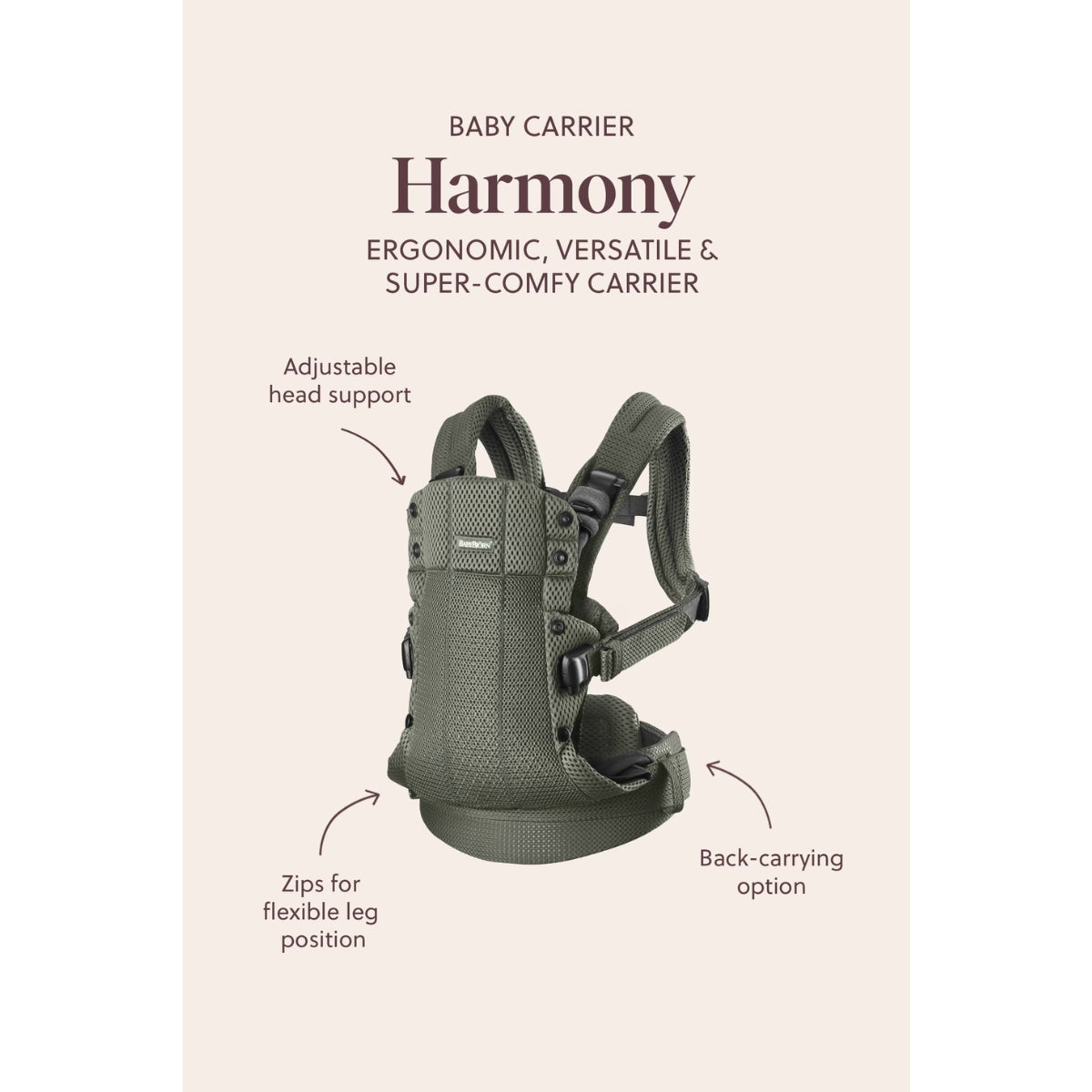 BabyBjörn Baby Carrier Harmony 3D Mesh Black on Luna Baby Store Miami