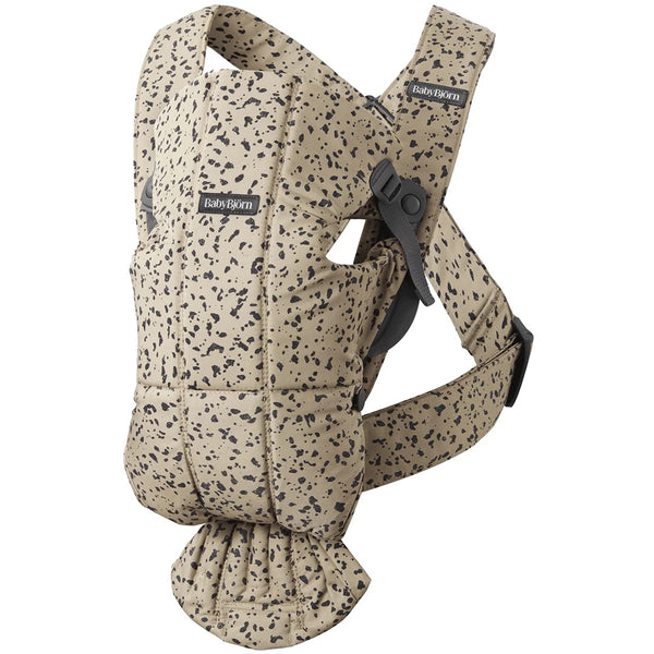 BabyBjorn Baby Carrier Mini, Woven - Dark Gray / Beige Print