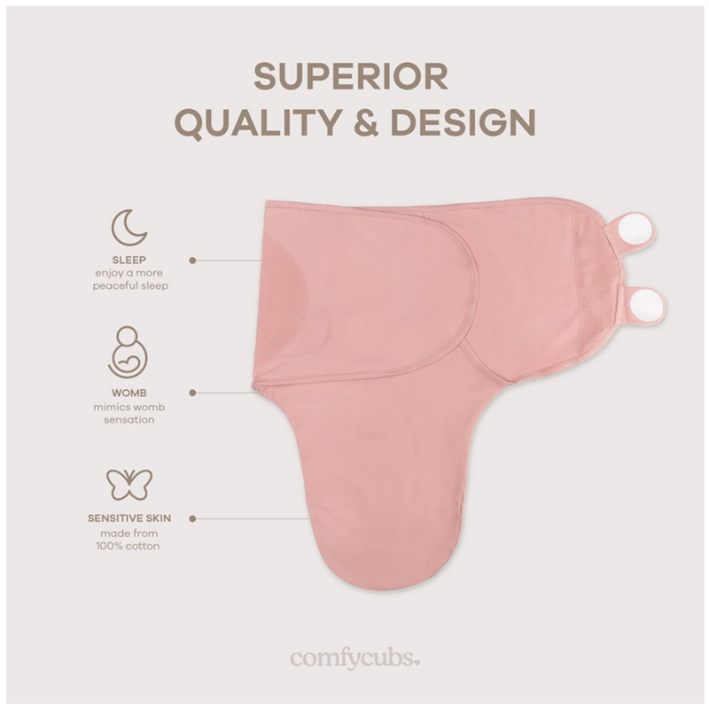 Baby Easy Swaddle Blankets - 3 Pack By Comfy Cubs (Blush/Mauve/Mulberry)